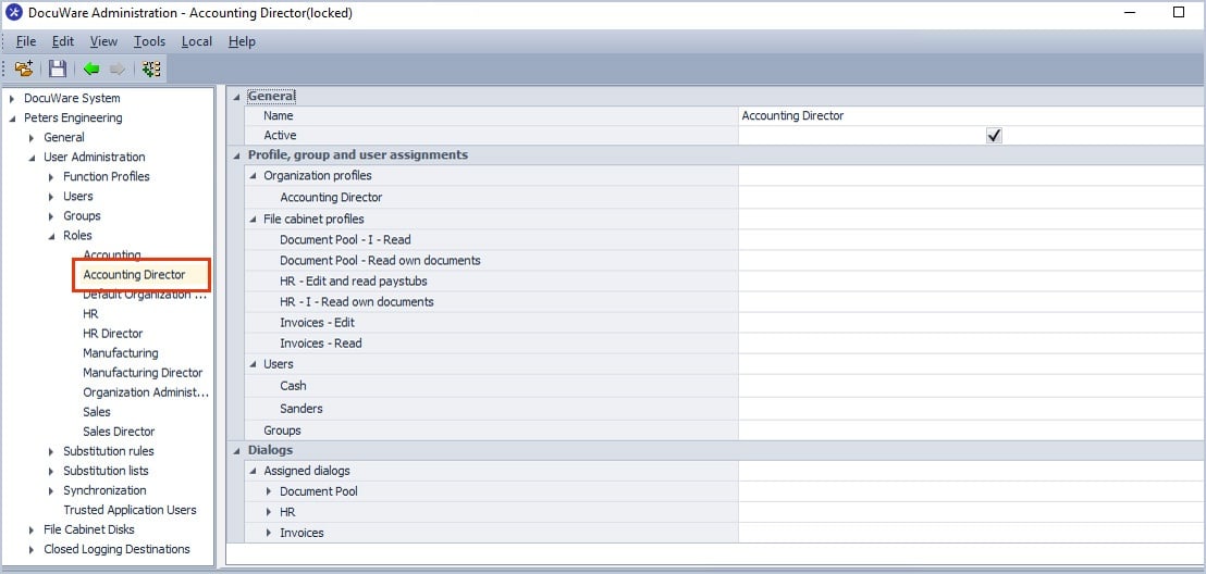 All necessary functional rights and file cabinet permissions are summarized in the 